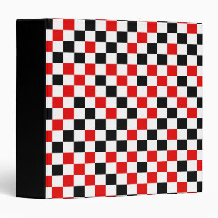 Red Black and White Checkered 3 Ring Binder