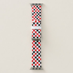 Red Black and White Checkered Apple Watch Band