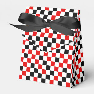 Red Black and White Checkered  Favor Boxes