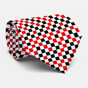 Red Black and White Checkered Neck Tie