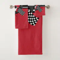 Checkered Red and White Bath Towel Set, Zazzle