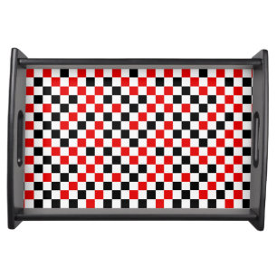 Red Black and White Checkered Serving Tray