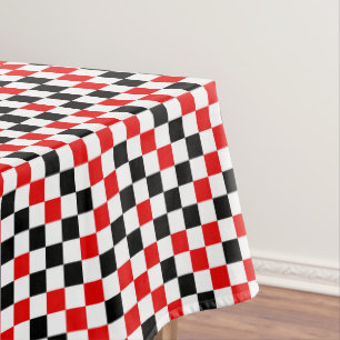 Red Black and White Checkered Tablecloth