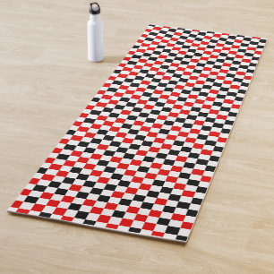 Red Black and White Checkered Yoga Mat