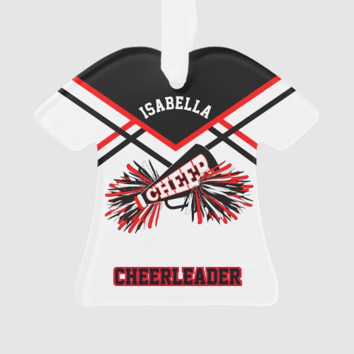 Red Black and White Cheerleader  Ornament