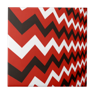 Red,Black and White Chevron Ceramic Tile