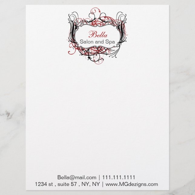 red, black and white Chic Business letterheads Letterhead (Front)