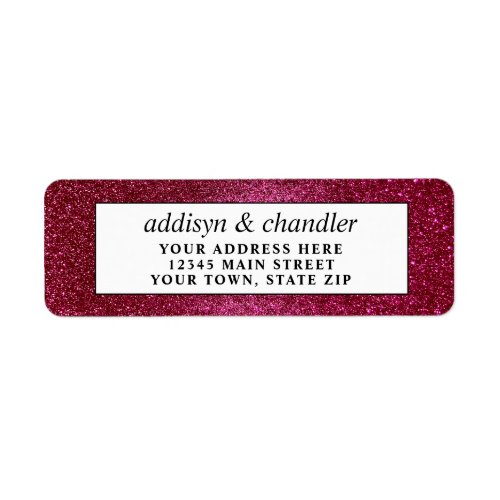 Red Black and White Chic Modern Wedding Glitter Label