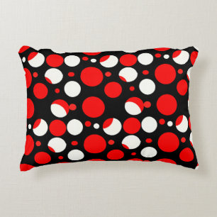 Red Black and White Circles Pattern Accent Pillow