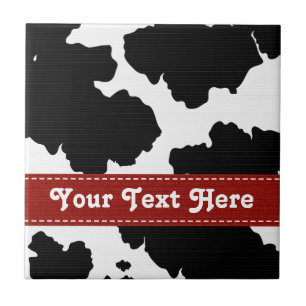 Red Black and White Cowhide Ceramic Tile Trivet