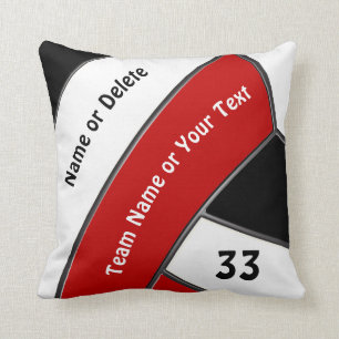 Red, Black and White Custom Volleyball Gift Ideas Throw Pillow