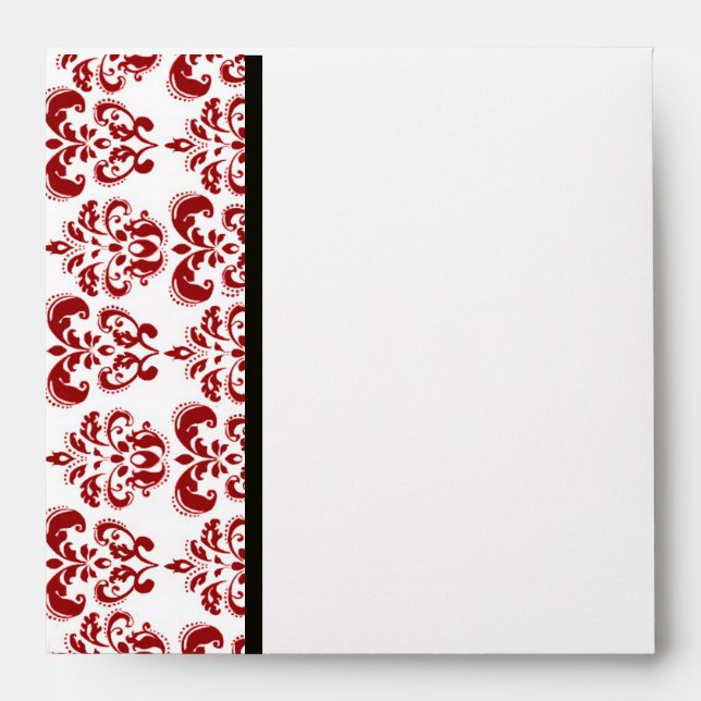 RED BLACK AND WHITE DAMASK ENVELOPE (Front)
