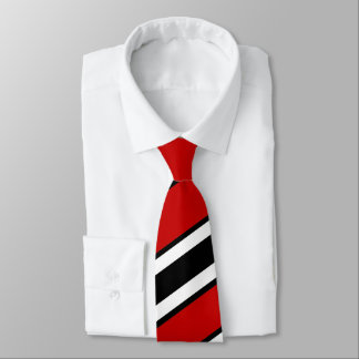 Red Black and White Diagonal Striped Tie