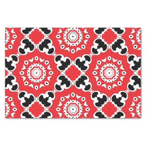 Red Black and White Elegant Ornate Damask Baroque  Tissue Paper