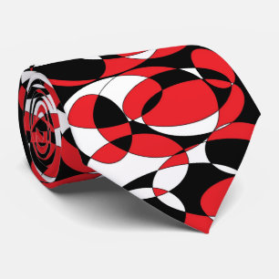 Red, black and white elliptical Tie