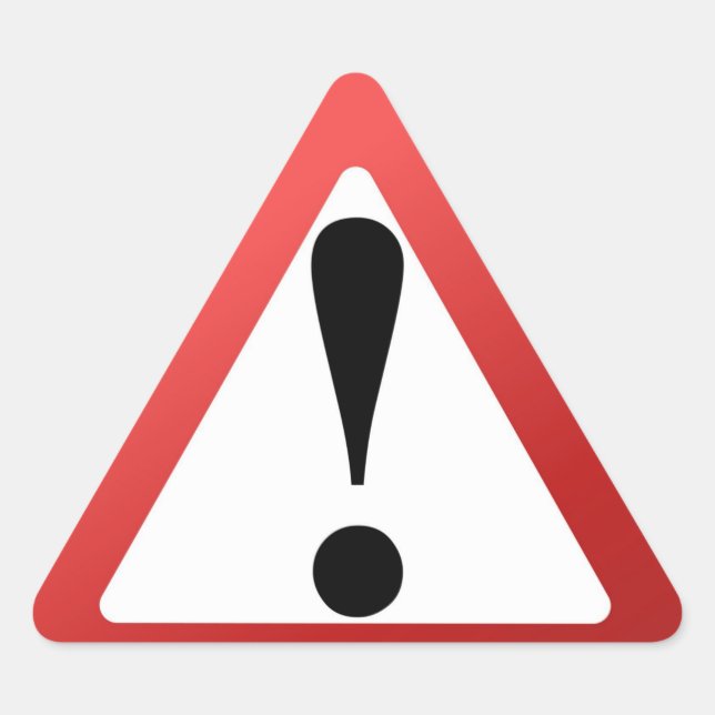 Red, Black, and White Exclamation Warning Triangle Sticker (Front)