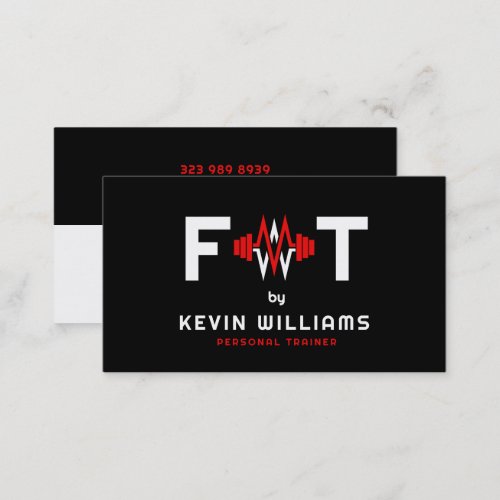 Red Black and White Fitness Trainer Business Card