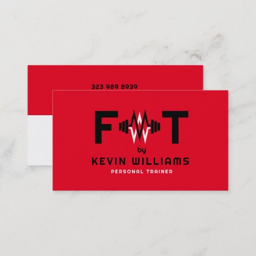 Red Black and White Fitness Trainer Business Card