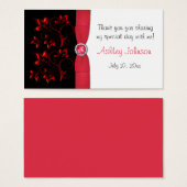 Red, Black, and White Floral Party Favor Tag (Front & Back)