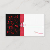 Red, Black, and White Floral Placecard (Back)