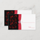 Red, Black, and White Floral Placecard (Front/Back)