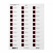 Red, Black, and White Floral Return Address Label (Full Sheet)