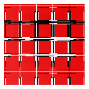 Red Black and White Geometric Abstract Acrylic Print