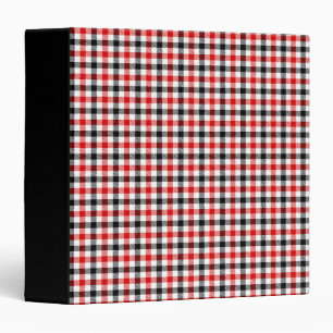 Red Black and White Gingham Check 3 Ring Binder