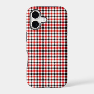 Red Black and White Gingham Check iPhone 17 Case