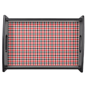 Red Black and White Gingham Check Serving Tray