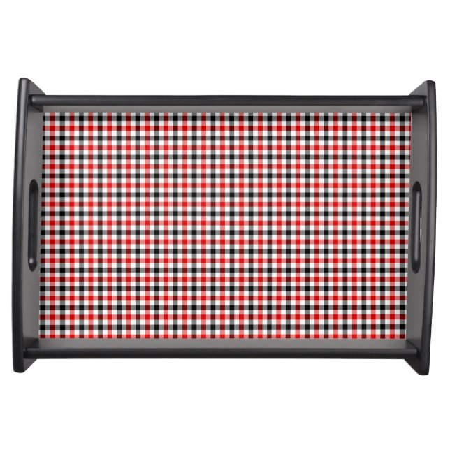 Red Black and White Gingham Check Serving Tray (Front)