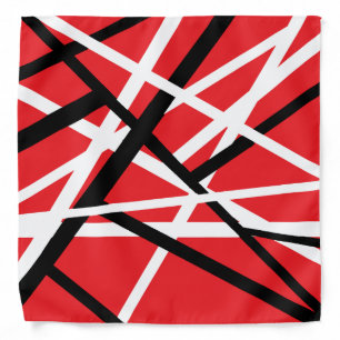 red, black, and white graphic bandana