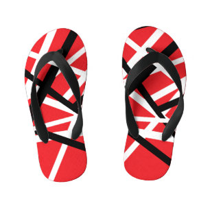 Red, Black, and White Graphic Kid's Flip Flops