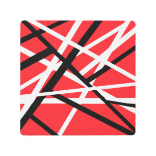 Red, Black, and White Graphic Metal Print