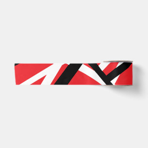 red, black, and white graphic satin ribbon