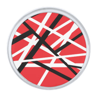 Red, Black, and White Graphic Silver Finish Lapel Pin