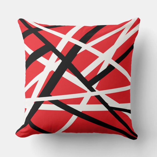 Red, Black, and White Graphic  Throw Pillow (Front)