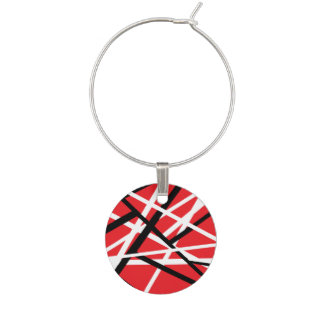 Red, Black, and White Graphic Wine Charm