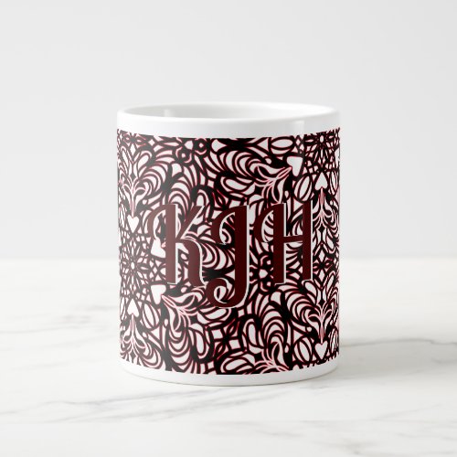Red Black and White Hearts Subtle Giant Coffee Mug