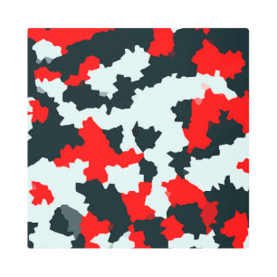 Red Black and White Irregular Abstract Metal Print