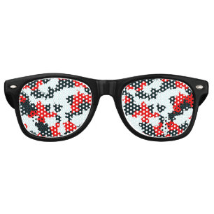 Red Black and White Irregular Abstract Retro Sunglasses