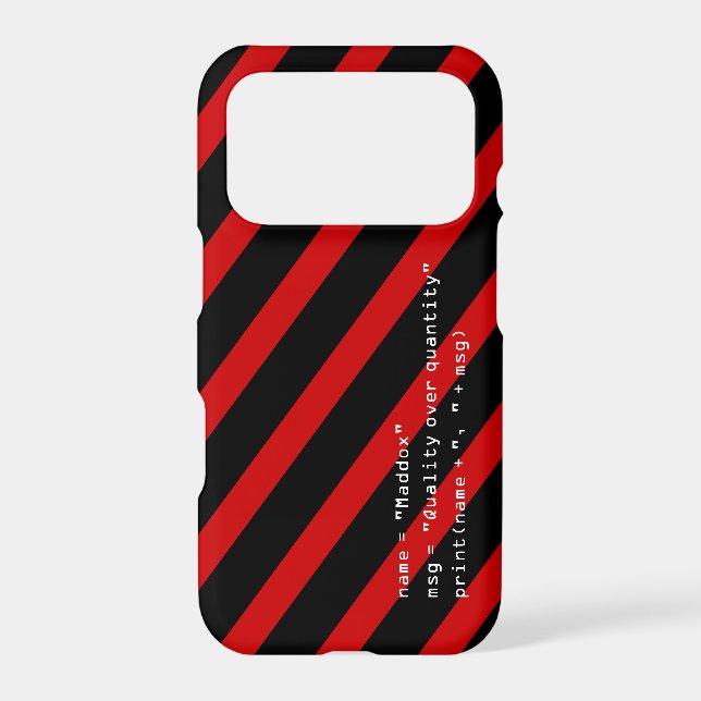 Red Black and White Message in Python Code  Iphone Case (Back)