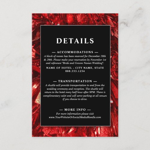 Red Black and White Modern Christmas Wedding Enclosure Card