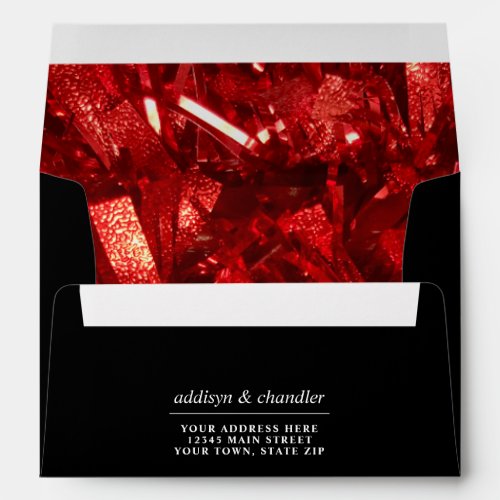 Red Black and White Modern Christmas Wedding Envelope