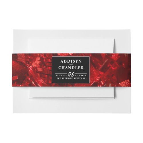 Red Black and White Modern Christmas Wedding Invitation Belly Band