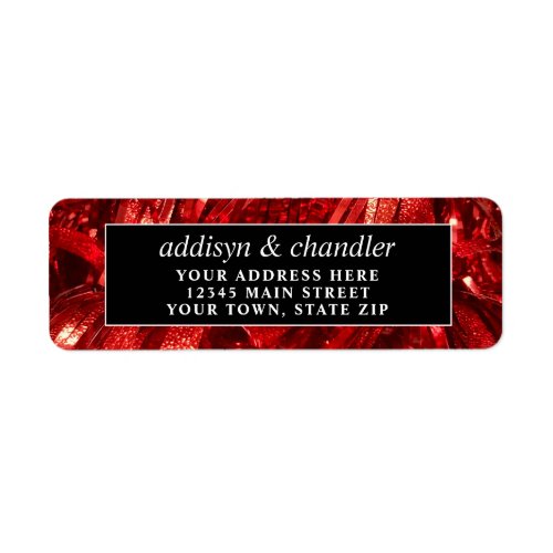 Red Black and White Modern Christmas Wedding Label