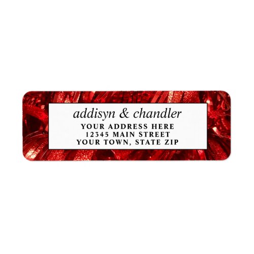 Red Black and White Modern Christmas Wedding Label