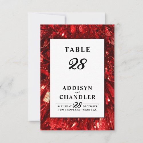 Red Black and White Modern Christmas Wedding Thank You Card