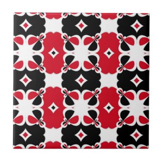 Red Black and White Modern Geometric Pattern Ceramic Tile