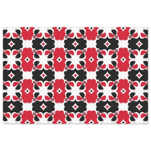 Red Black and White Modern Geometric Pattern Tissue Paper